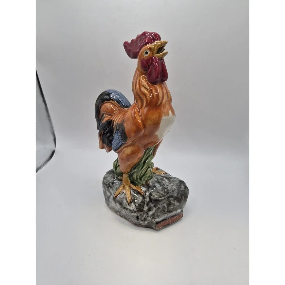Vintage Glazed Ceramic Rooster Chicken Farmhouse French Country Majolica Style